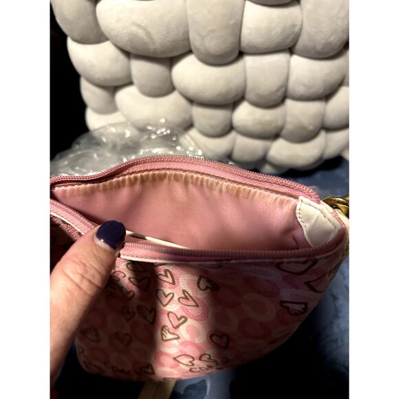 Coach 43758 Waverly Hearts Gold & Khaki PVC Crossbody Swingpack - Picture 13 of 14